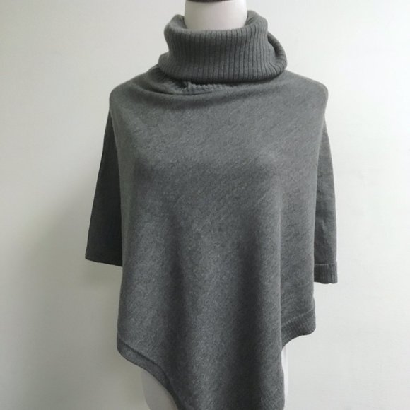Eileen Fisher gray merino wool cowl neck poncho sweater one size - Picture 1 of 7